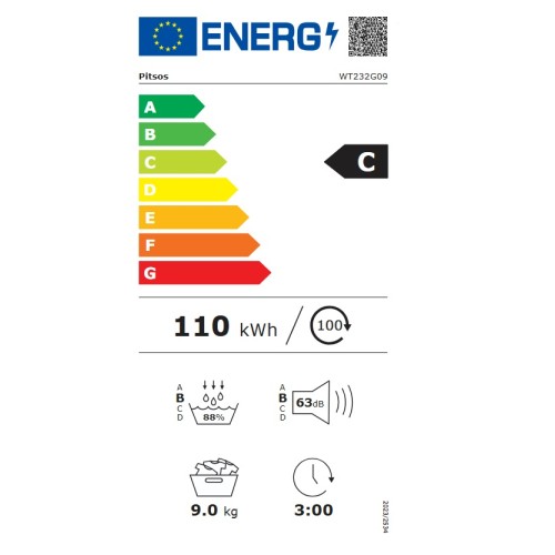 Pitsos Στεγνωτήριο Ρούχων WT232G09 9Kg με Αντλία θερμότητας