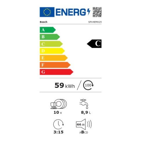 Bosch Εντοιχιζόμενο Πλυντήριο Πιάτων SPV4EMX30E για 10 Σερβίτσια 45cm