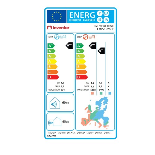 Inventor Κλιματιστικό Inverter Emperor EMPVI(W)-18WFI/EMPVO(W)-18 Με Wi-Fi & Ιονιστή 18000 Btu (A+++/A+++)