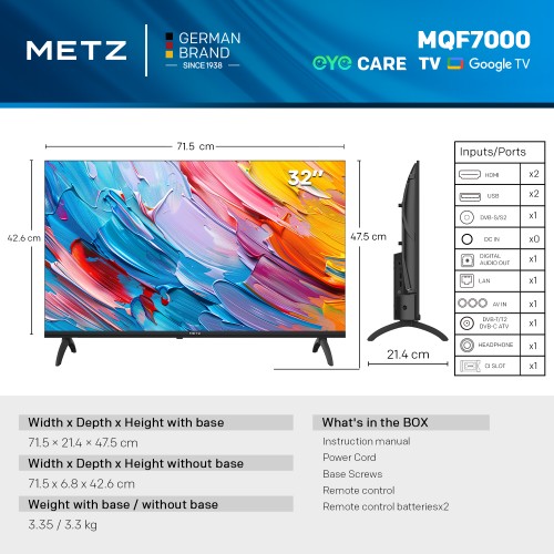 Metz Τηλεόραση 32MQF7000Z QLED HD Ready 32''