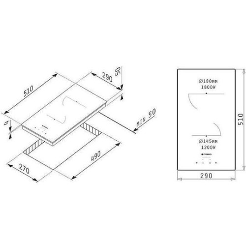 Pyramis Αυτόνομη Κεραμική Εστία PHC32210FMB (174020013) Π29cm