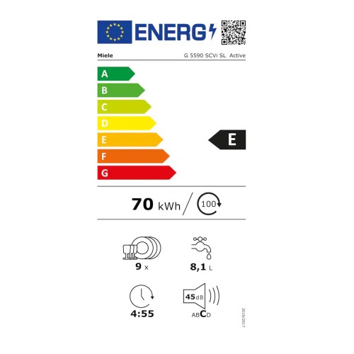 Miele Εντοιχιζόμενο Πλυντήριο Πιάτων G 5590 SCVi SL για 9 Σερβίτσια 45cm
