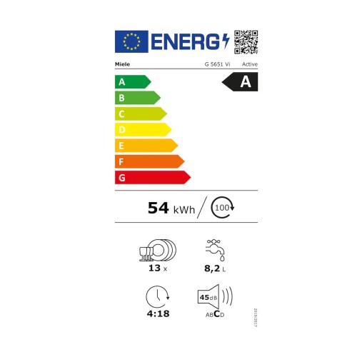 Miele Εντοιχιζόμενο Πλυντήριο Πιάτων G 5651 Vi Active για 13 Σερβίτσια 60cm