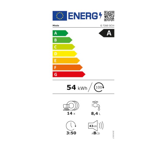 Miele Εντοιχιζόμενο Πλυντήριο Πιάτων G 7260 SCVi για 14 Σερβίτσια 60cm
