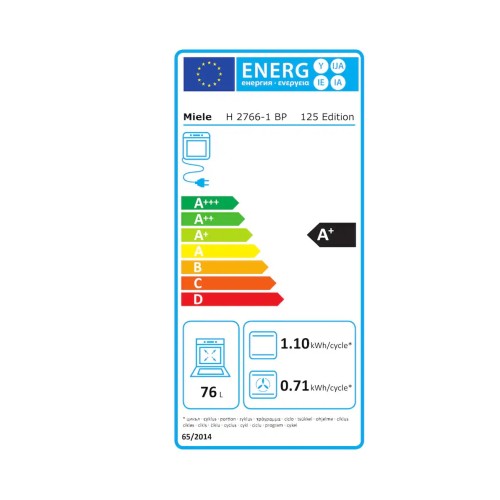 Miele Εντοιχιζόμενος Φούρνος Ανω πάγκου H 2766-1 BP 125 Edition 76Lt Π60εκ. Μαύρο obsidian