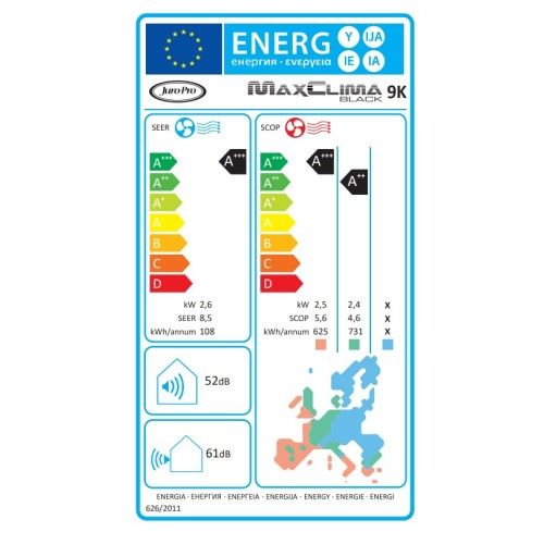 Juro Pro Κλιματιστικό Inverter Maxclima 9K Black 9000btu με WiFi (A+++/A+++) 