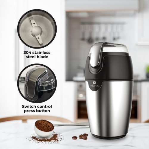 IQ Μύλος Αλεσης Καφέ EM-573 200W με Χωρητικότητα 70gr Ασημί