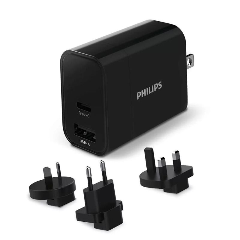Philips Φορτιστής Ρεύματος Ταξιδιού DLP2621T/GRS με Αντάπτορες και Θύρες 1C 1A 30W (1150305-0004)