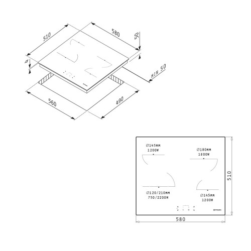Pyramis Αυτόνομη Κεραμική Εστία PHC61510FMW (174020050) 58cm