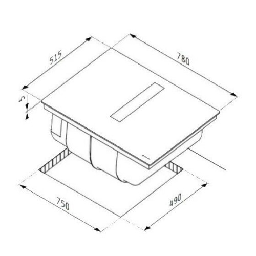 Pyramis Αυτόνομη Επαγωγική Εστία Με Ενσωματωμένο Απορροφητήρα Abysso Down Air (034062201) 78cm