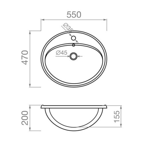 Pyramis Νιπτήρας Ένθετος Salvia (023018101) 55x47cm Λευκός