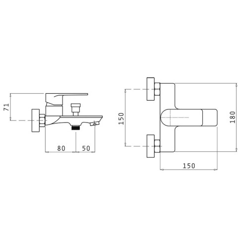 Pyramis Αναμεικτική Επιτοίχια Μπαταρία Λουτρού Brillante (090939701) 
