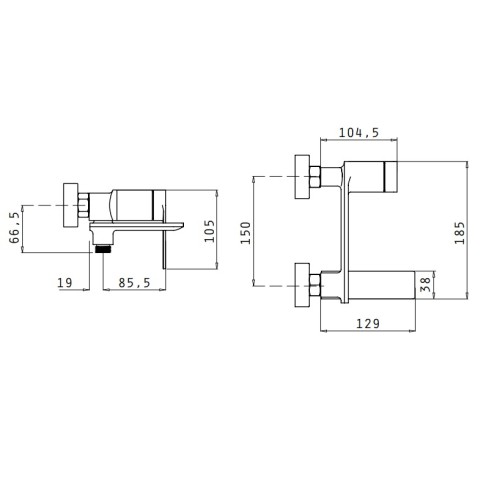 Pyramis Αναμεικτική Επιτοίχια Μπαταρία Λουτρού Rovetta (090939401) 
