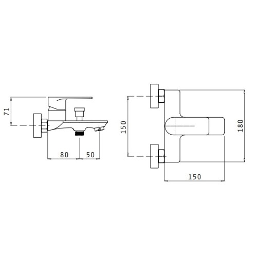 Pyramis Αναμεικτική Επιτοίχια Μπαταρία Λουτρού Arona (090939101)