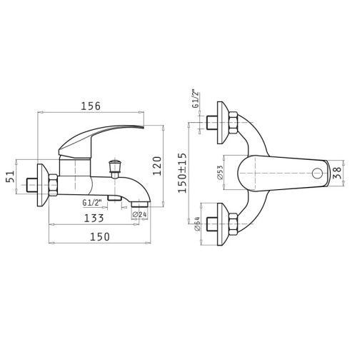 Pyramis Αναμεικτική Επιτοίχια Μπαταρία Λουτρού Sistina (090918001) 