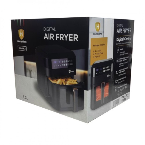 HomeVero Φριτέζα Αέρος HV-AF6.3 με Αποσπώμενο Κάδο 6.3lt 1300W Μαύρη