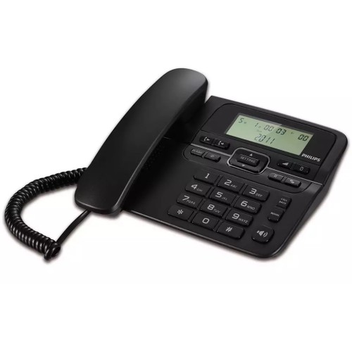 Philips Τηλέφωνο Ενσύρματο M20B-00 με Oθόνη και Aνοιχτή Aκρόαση Μαύρο