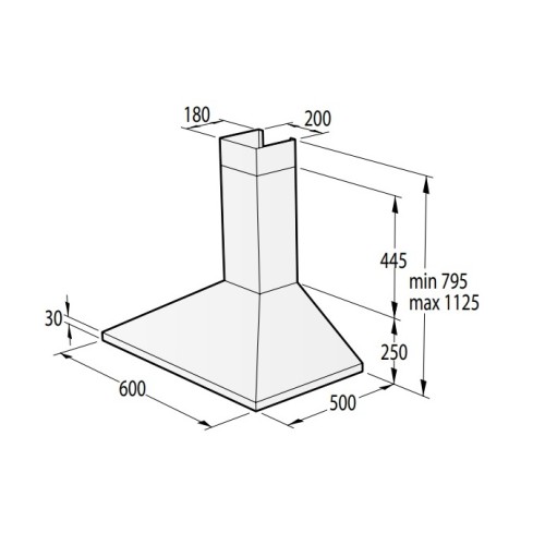 Gorenje Απορροφητήρας Τζάκι WHC63CLB 736180 (60cm) Μαύρος