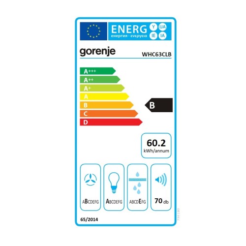 Gorenje Απορροφητήρας Τζάκι WHC63CLB 736180 (60cm) Μαύρος