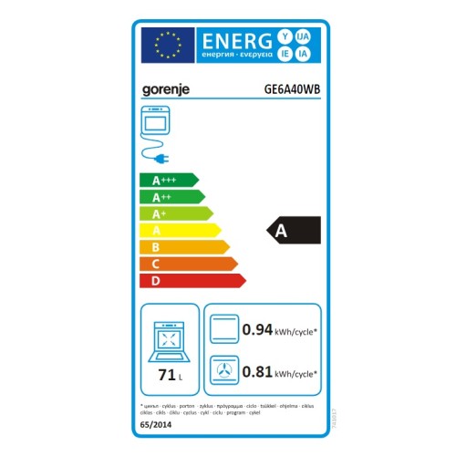 Gorenje Κουζίνα Εμαγιέ GE6A40WB (741017) Λευκή