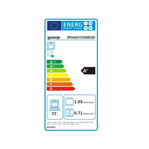 Gorenje Εντοιχιζόμενος Φούρνος Ανω Πάγκου BPSAX6747A08BGWI (739571) PYRO Ατμού 77Lt