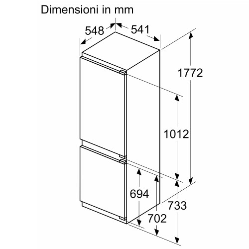 Bosch Ψυγειοκαταψύκτης Εντοιχιζόμενος KIN86VFE0 NoFrost 260lt Υ177.2xΠ54.1xΒ54.8εκ.