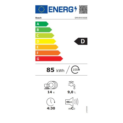 Bosch Εντοιχιζόμενο Πλυντήριο Πιάτων SMV4HVX00E με Wi-Fi για 14 Σερβίτσια Π59,8xY81,5εκ.