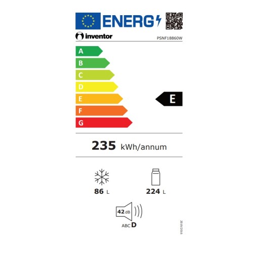 Inventor Ψυγειοκαταψύκτης PSNF18860W Total No Frost 310lt Υ188xΠ59,5xΒ63εκ.
