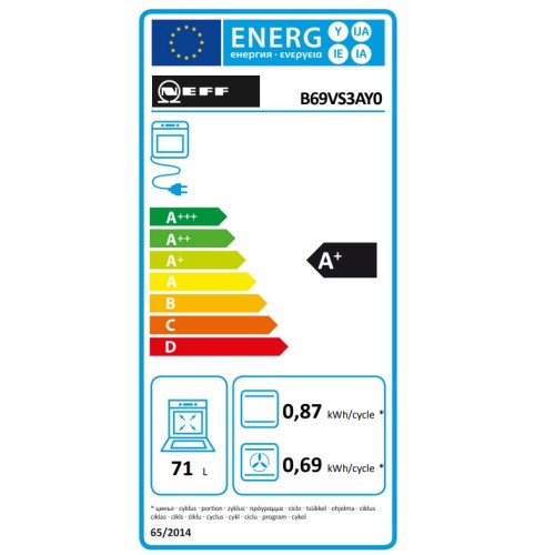 Neff Εντοιχιζόμενος Φούρνος Ανω Πάγκου Flex Design B69VS3AY0 71lt με Λειτουργία Ατμού Antracite Gray