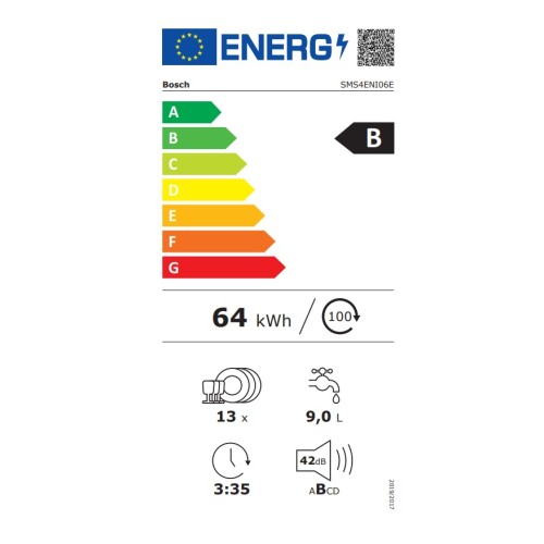 Bosch Πλυντήριο Πιάτων SMS4ENI06E για 13 Σερβίτσια Π60xY84.5εκ.