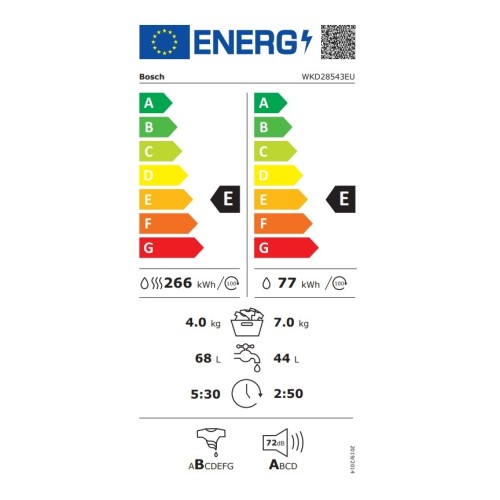 Bosch Εντοιχιζόμενο Πλυντήριο-Στεγνωτήριο WKD28543EU (7kg/4kg 1355rpm)