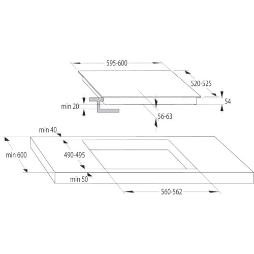 Hisense Σετ Πυρολυτικός Φούρνος Ανω Πάγκου BI64211PX + Εστίες Επαγωγικές I6433C7