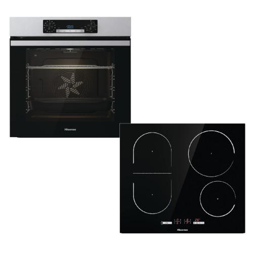 Hisense Σετ Πυρολυτικός Φούρνος Ανω Πάγκου BI64211PX + Εστίες Επαγωγικές I6433C7