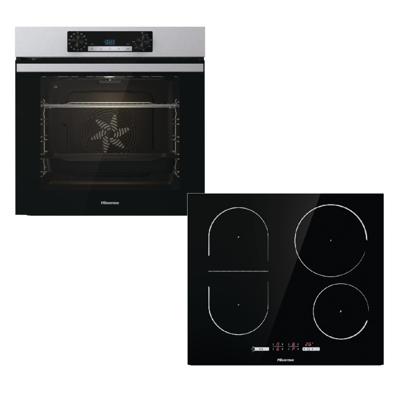 Hisense Σετ Πυρολυτικός Φούρνος Ανω Πάγκου BI64211PX + Εστίες Επαγωγικές I6433C7