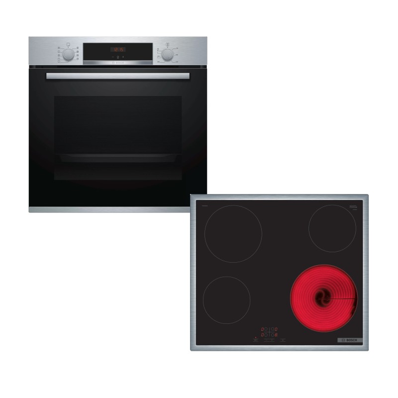 Bosch Σετ Φούρνος Ανω Πάγκου HBA534ES0 + Εστίες Κεραμικές PKE645BA2E