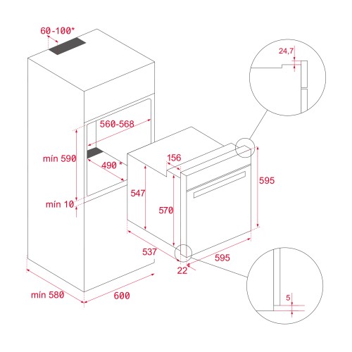 Teka Σετ Φούρνος Ανω Πάγκου HCB 6515 Inox + Εστίες Κεραμικές TBC 64010 TTC