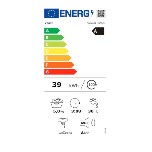 Candy Πλυντήριο Ρούχων MiniAqua CW50-BP12307-S (5kg 1200rpm A) Υ70xΠ51xΒ49cm + 8 Χρονια Εγγύηση στα Ανταλλακτικά