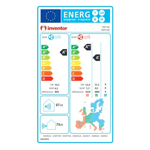 Inventor Κλιματιστικό Τύπου Ντουλάπας V6FI-60/V6FO-60 48000BTU (Α++/Α+++)