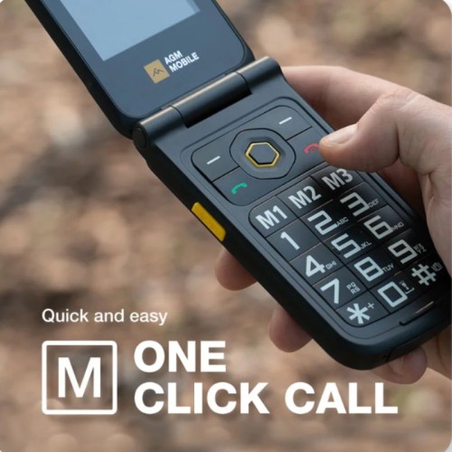 AGM Κινητό Τηλέφωνο M8 Flip Μαύρο 4G αδιάβροχο με πορτάκι ανθεκτικό σε πτώση IP68/IP69K, Dual Sim με Bluetooth, USB, SD, οθόνη 2.8″