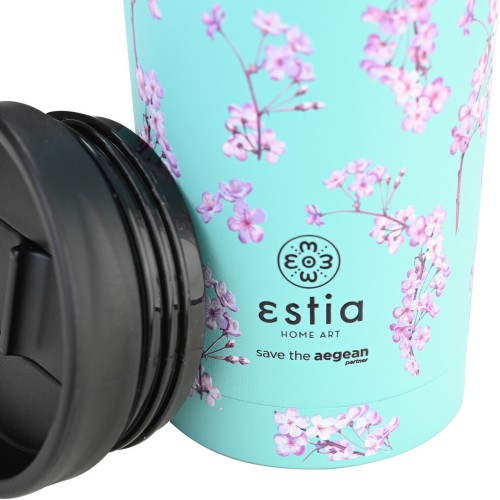 Estia Θερμός Travel Mug Save The Aegean 01-20422 500ml Blossom Green