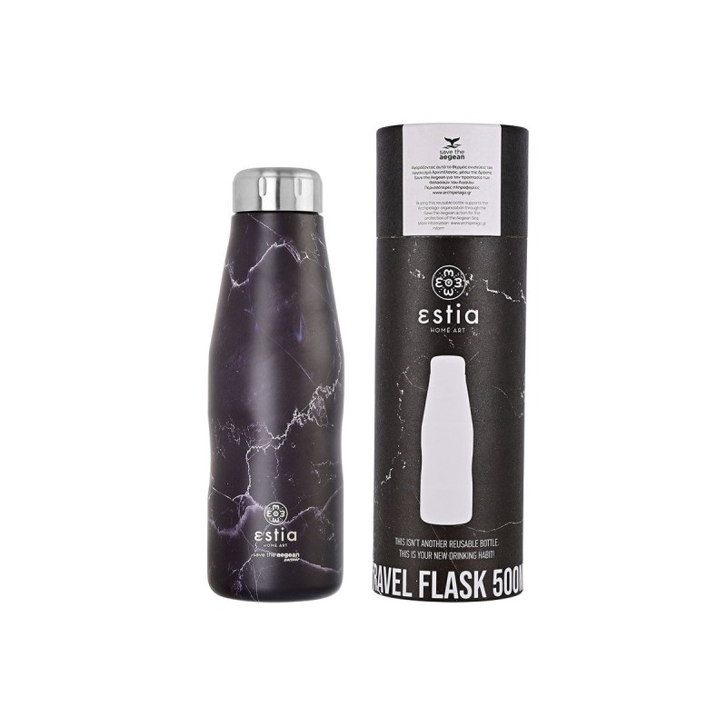 Estia Θερμός Travel Flask Save The Aegean 01-16609 500ml Pentelica black 