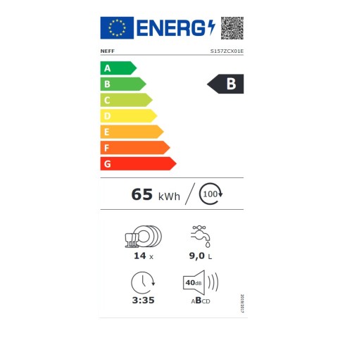 Neff Εντοιχιζόμενο Πλυντήριο Πιάτων S157ZCX01E για 14 Σερβίτσια Π59,8xY81,5εκ