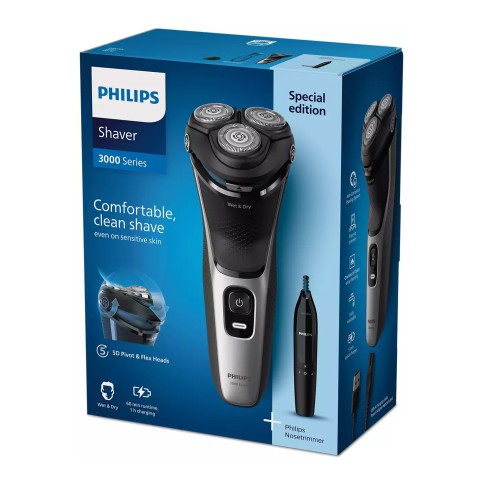 Philips Ξυριστική Μηχανή Προσώπου Επαναφορτιζόμενη 3000 Series S3143/02