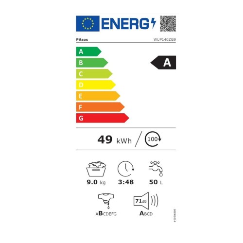 Pitsos Πλυντήριο Ρούχων WUP140ZG9 (9kg 1200rpm A)