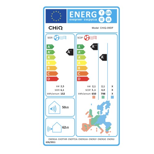 CHiQ Κλιματιστικό Inverter CHiQ-09DF 9000btu με WiFi και Ιονιστή (A++/A+++)