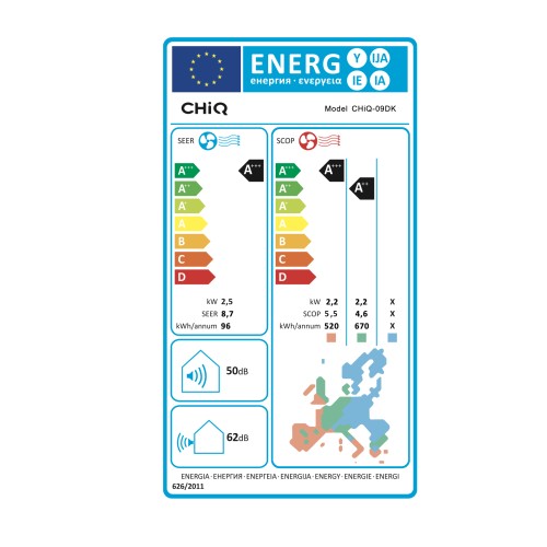 CHiQ Κλιματιστικό Inverter CHiQ-09DK 9000btu με WiFi και Ιονιστή (A+++/A+++)