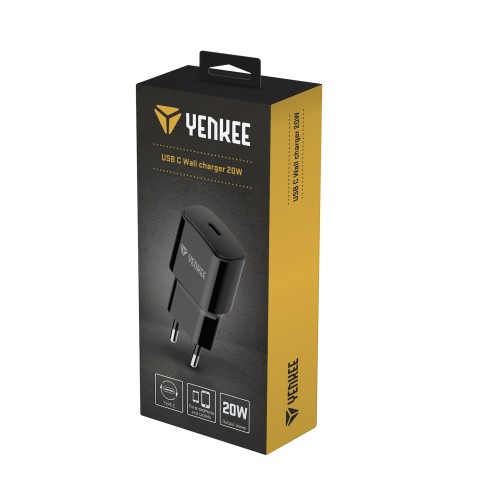 Yenkee Φορτιστής Χωρίς Καλώδιο YAC 2033BK με Θύρα USB-C 20W Μαύρος