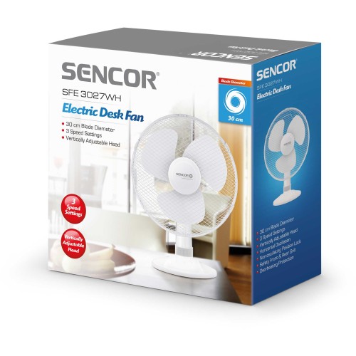 Sencor Ανεμιστήρας Επιτραπέζιος SFE 3027WH 40W Διαμέτρου 30cm