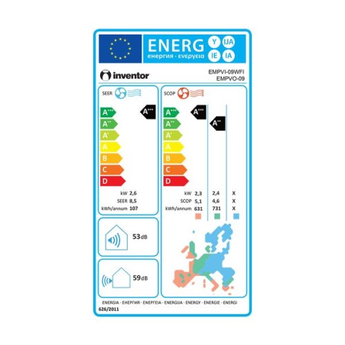Inventor Κλιματιστικό Inverter Emperor EMPVI-09WFI/EMPVO-09 9000Btu με Wi-Fi (Α+++/Α+++)