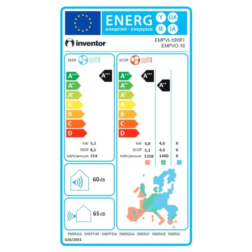 Inventor Κλιματιστικό Inverter Emperor EMPVI-18WFI/EMPVO-18 18000Btu με Wi-Fi (Α+++/Α+++)